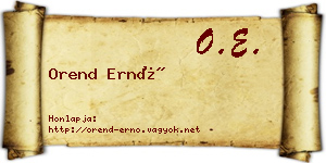 Orend Ernő névjegykártya